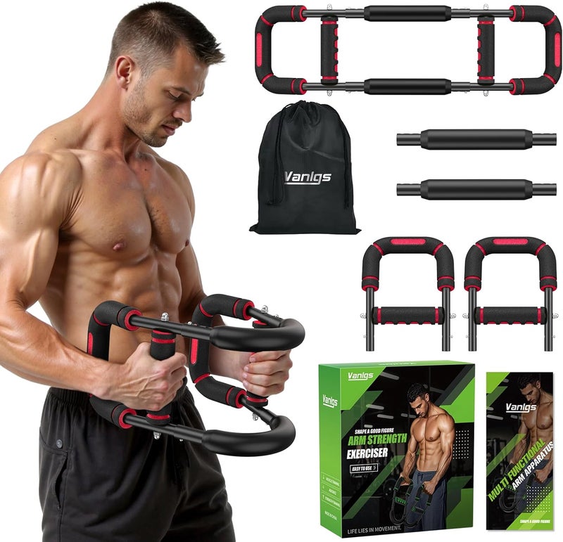 Vanlgs Twister Arm Trainer for Men, Chest Workout Equipment 5-Level Adjustable (40-130lb) with Ergonomic 27° Targets Biceps/Clip/Thigh, Portable Exerciser for Home Gym Travel Fitness - Image 1